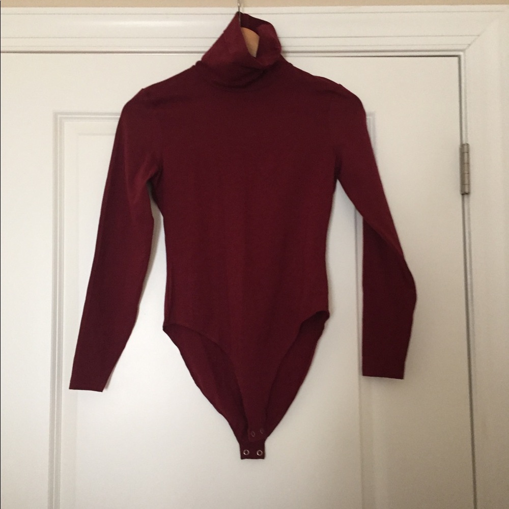 American Apparel Burgundy Turtleneck Bodysuit
